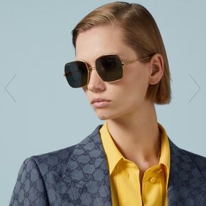 Gucci Square Frame Sunglasses Black and Gold Unisex